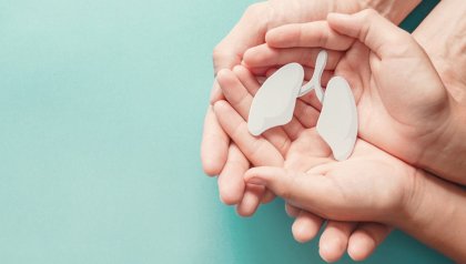 Image of adult and child hands holding plastic lungs