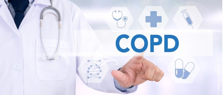 An image of a doctor with the word COPD Chronic obstructive pulmonary disease