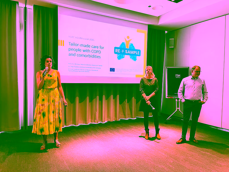 RE-SAMPLE coordinators presenting the project at HOPE Agora